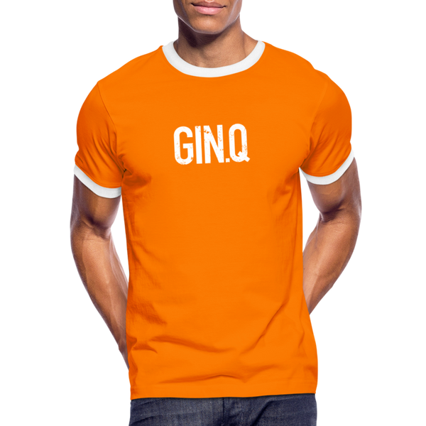 Männer Kontrast-T-Shirt - Orange/Weiß